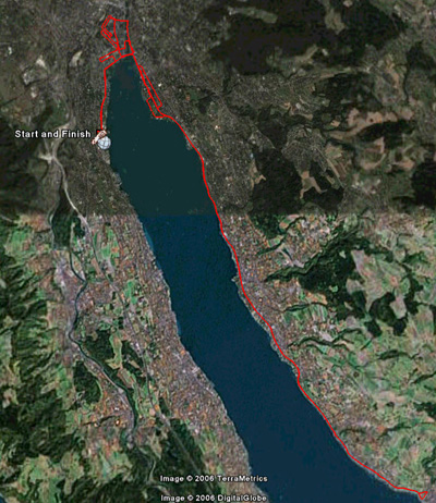 Satellite map of route